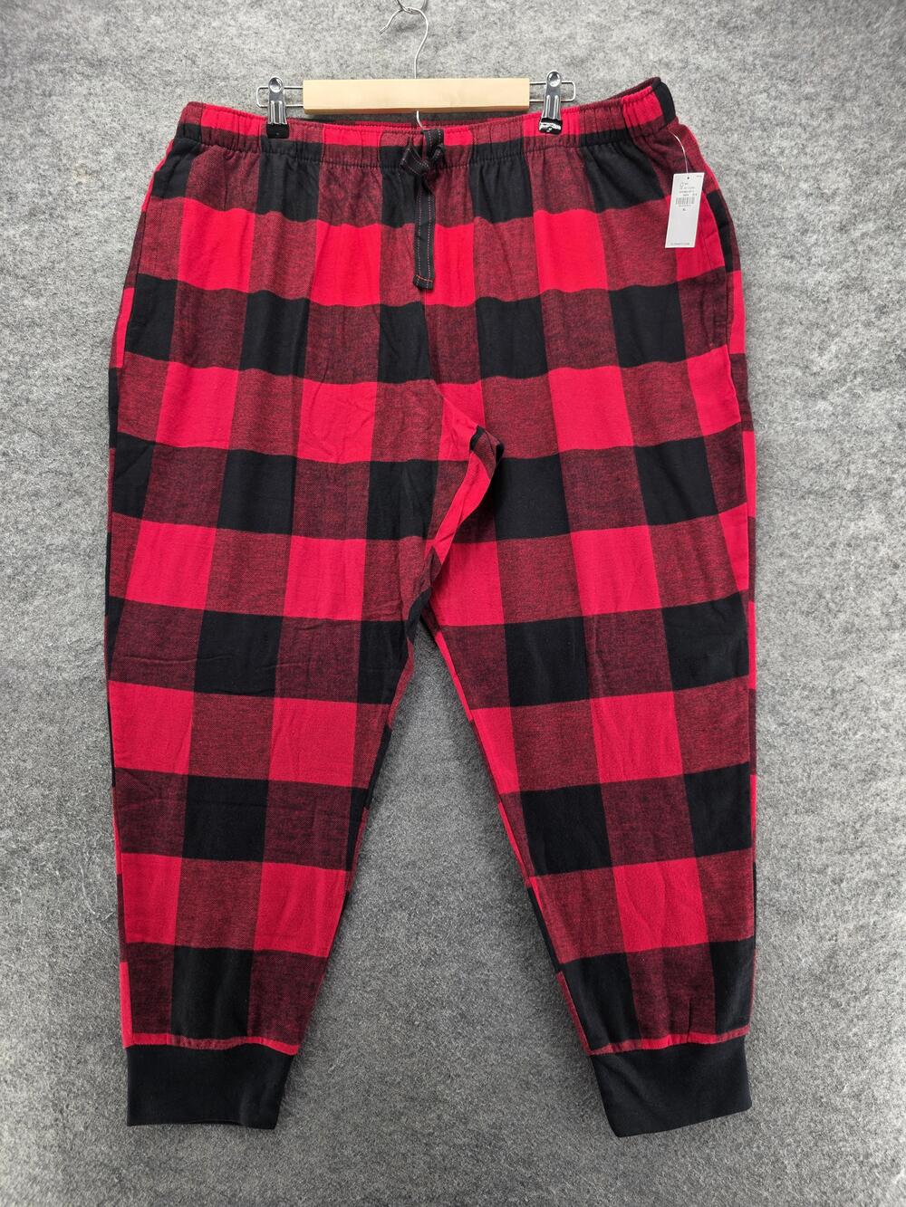 Old Navy Pants Mens 38x30 Red Jogger Flannel Relaxed Elastic Drawstring Cotton